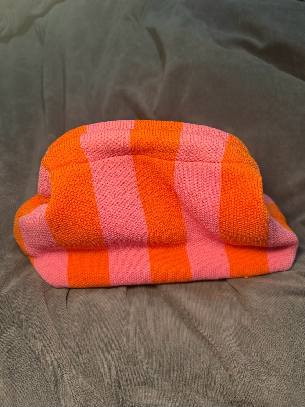Striped Knit Clutch in Pink and Orange